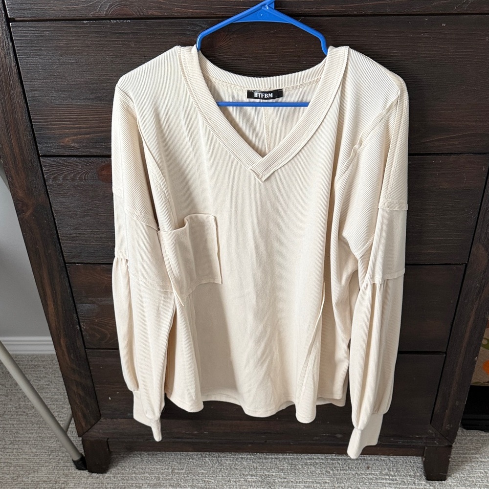 Cream Long Sleeve Top